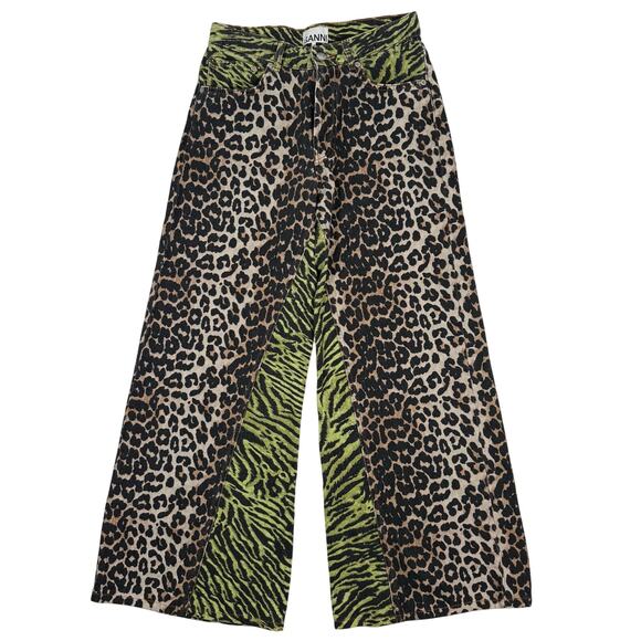 Ganni Animal-Print Wide Leg Jeans Women’s US 27 Baggy 100% Cotton - Picture 4 of 10